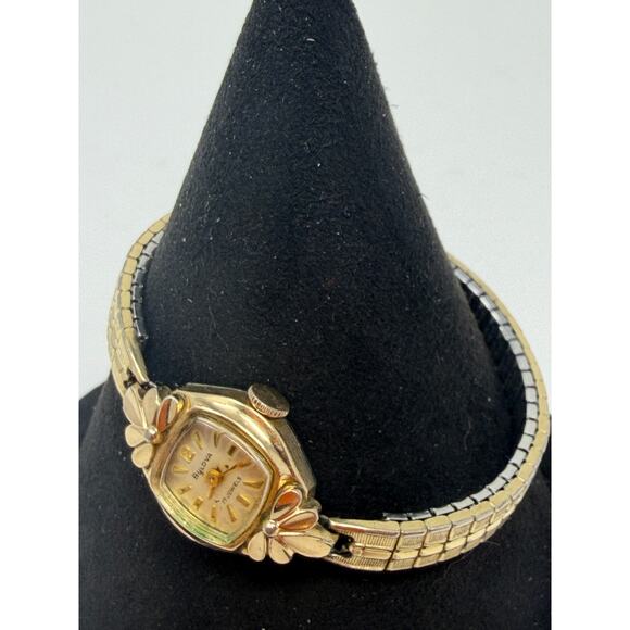 VTG 1965 Bulova 17J Women’s Watch 10K RGP M5 Running As-Is Parts Repair 6” main image 4